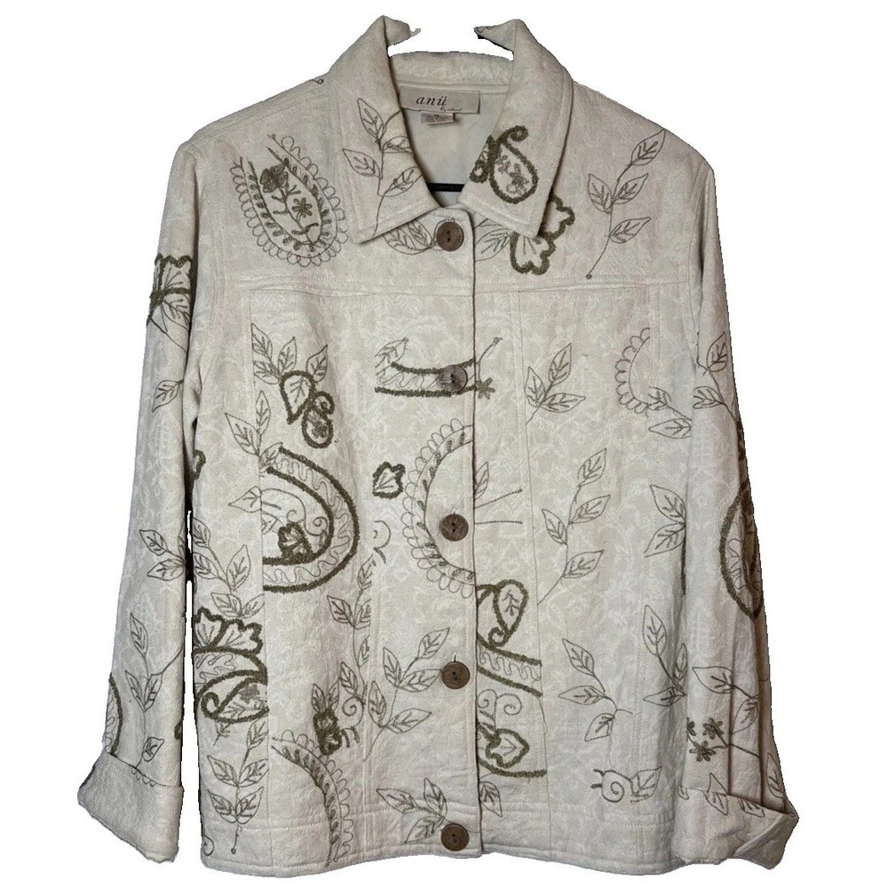 VTG Anii By Natural Women's M Rayon Cotton Paisley Floral Lined Jacket Boho